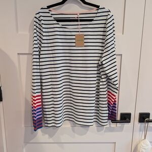 Boden Women's Striped Long Sleeve Top - Navy and Red